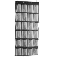 Misslo Sturdy Hanging Over the Door Shoe Organizer with 24 Large Mesh Pockets (Black)