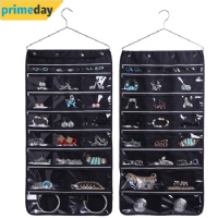 Misslo 44 Pockets Oxford Hanging Jewelry Organizer with Zipper Hanger, Black