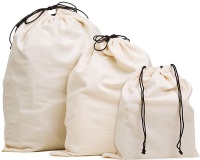 Set of 3 Cotton Breathable Dust-proof Drawstring Storage Pouch Multi-functional Bag (Beige)