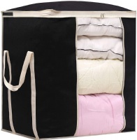 MISSLO King Comforters Storage Bag 120L for Blankets Clothes Sweaters Beddings Organizer with Reinfored Handles, Black
