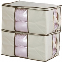 MISSLO Jumbo Zippered Storage Bags for Closet King Comforter, Clothes, Blanket Organizers Heavy Fabric Space Saver