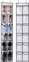 MISSLO Over The Narrow Door Shoe Organizer with 12 Crystal Pockets Hanging Closet Door (2 Packs, White)