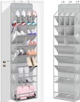 MISSLO Clear Over the Door Shoe Organizer Large Deep Pockets Hanging Shoe Rack for Closet Fit 20 Pairs Shoe Holder for Sneakers Boots Storage，Grey