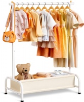 MISSLO Kids Clothing Rack with Basket Small Dress Up Storage Short Toddler Dress Up Rack Kids Closet for Baby Clothes, White