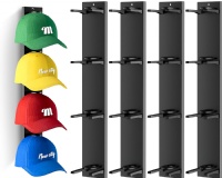 MISSLO 4 Pack Hat Rack for Wall with Wider Slots Display Hat Organizer for Baseball Caps Holds 16 Ball Cap Storage Organizer for Closet, Wall Mounted, Bedroom, Door