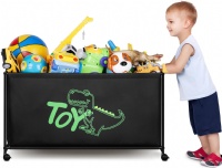 MISSLO Large Toy Box with Wheels Big Toy Chest for Kids Organizer Toy Storage Bin, 124L, Black
