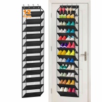 MISSLO 36 Pairs Clear Over the Door Shoe Organizer Closet Hanging Shoe Rack for Door with Large Deep Pockets Shoes Hanger Holder for Sneakers, Boots, Heels Storage (Black)