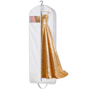 MISSLO 72" Wedding Dress Garment Bag Foldable Bridal Dress Bags for Gowns Long Garment Bags for Travel for Women Waterproof Hanging Wedding Dresses Storage Cover with Clear Window, White