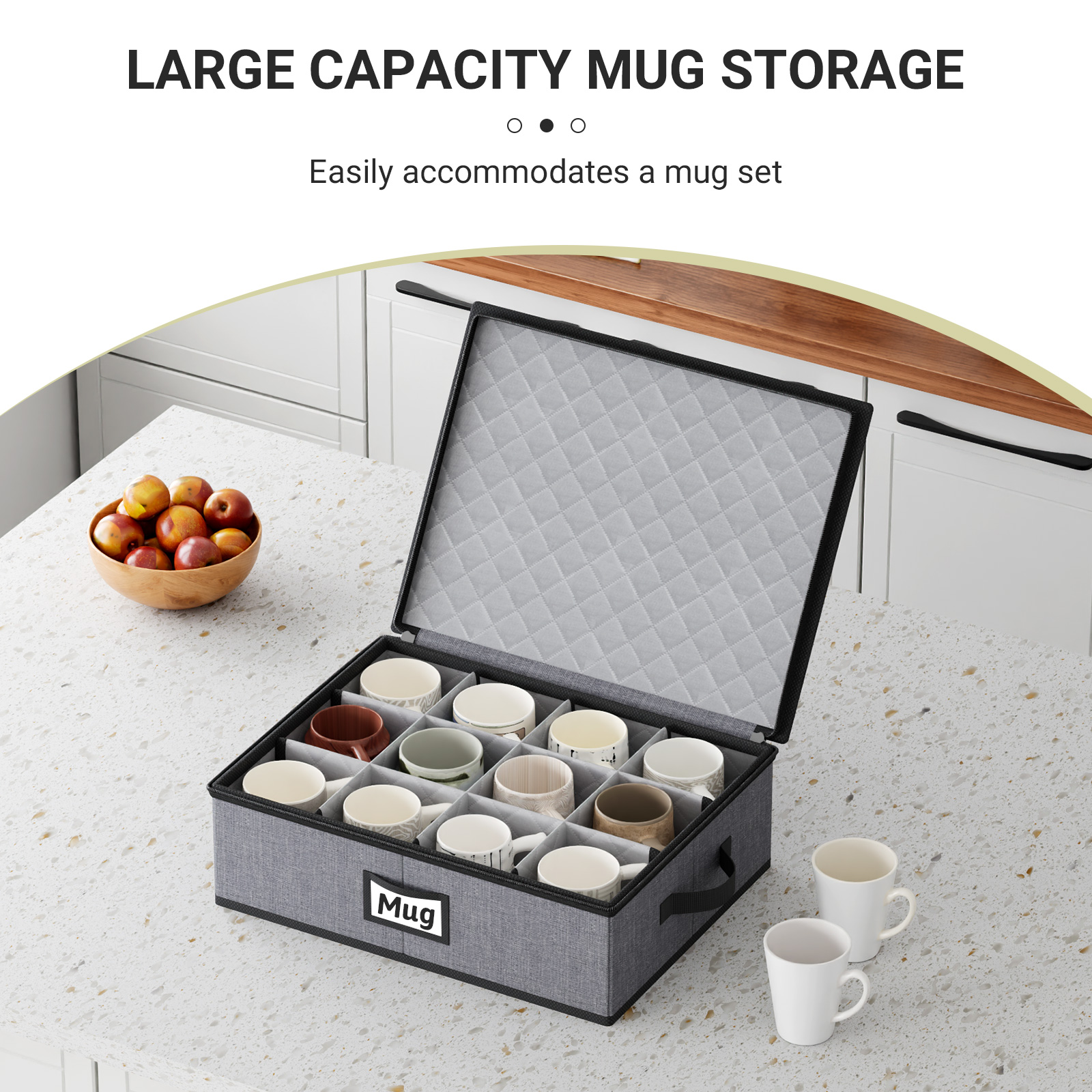 MISSLO Large Capacity China Storage Containers Hard Shell Plate Storage Containers, Kitchen Packing Moving Boxes for Dishes, Dinnerwares, Mugs Protectors, Grey, Mug Storage - Image 2