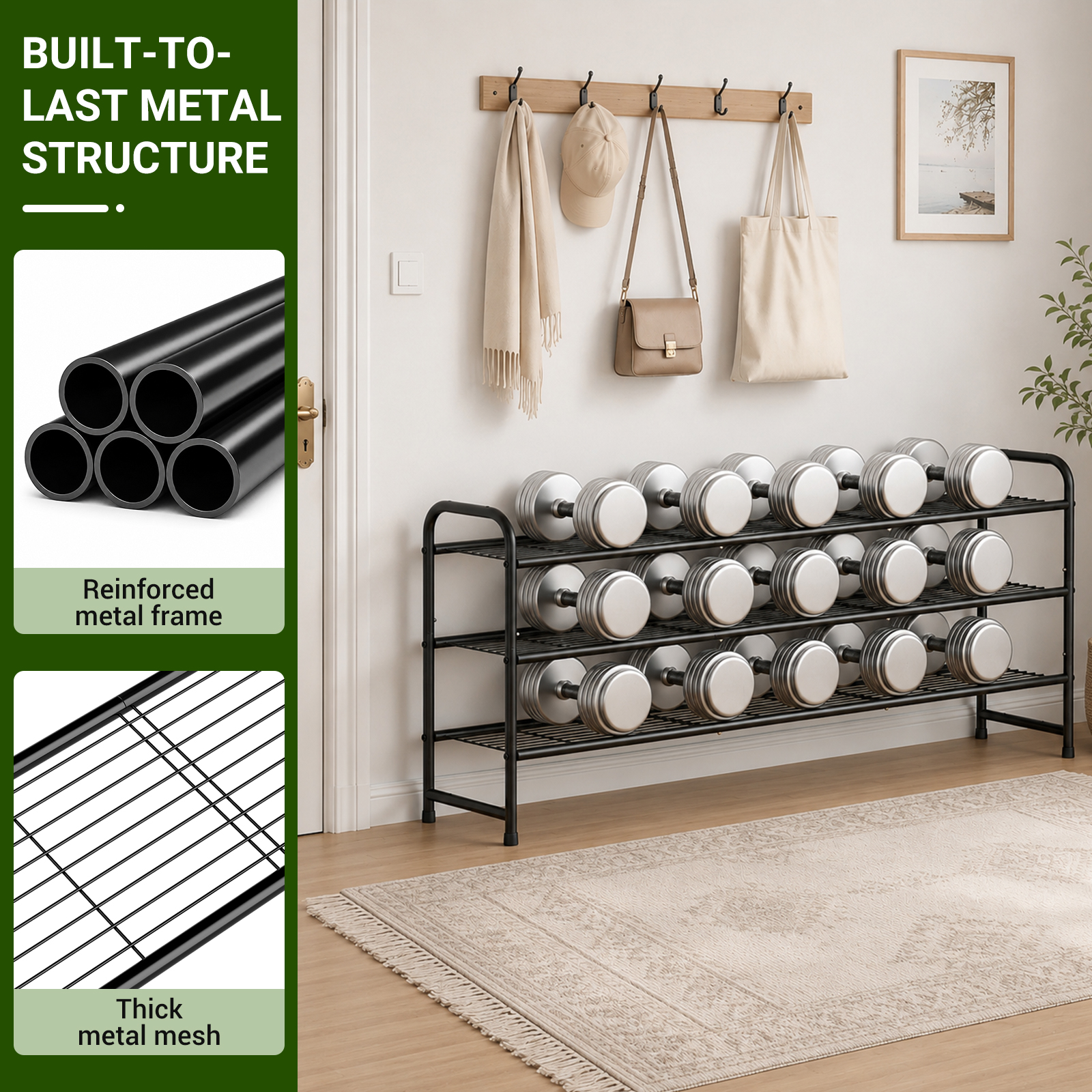 MISSLO Long Shoe Rack for Closet Metal Stackable Shoe Organizer for Closet Wide Closet Shoe Rack for Entryway Wire Shoe Storage 3 Tier Extra Large Shoes Shelf for Entryway, Closet Floor, Black - Image 4