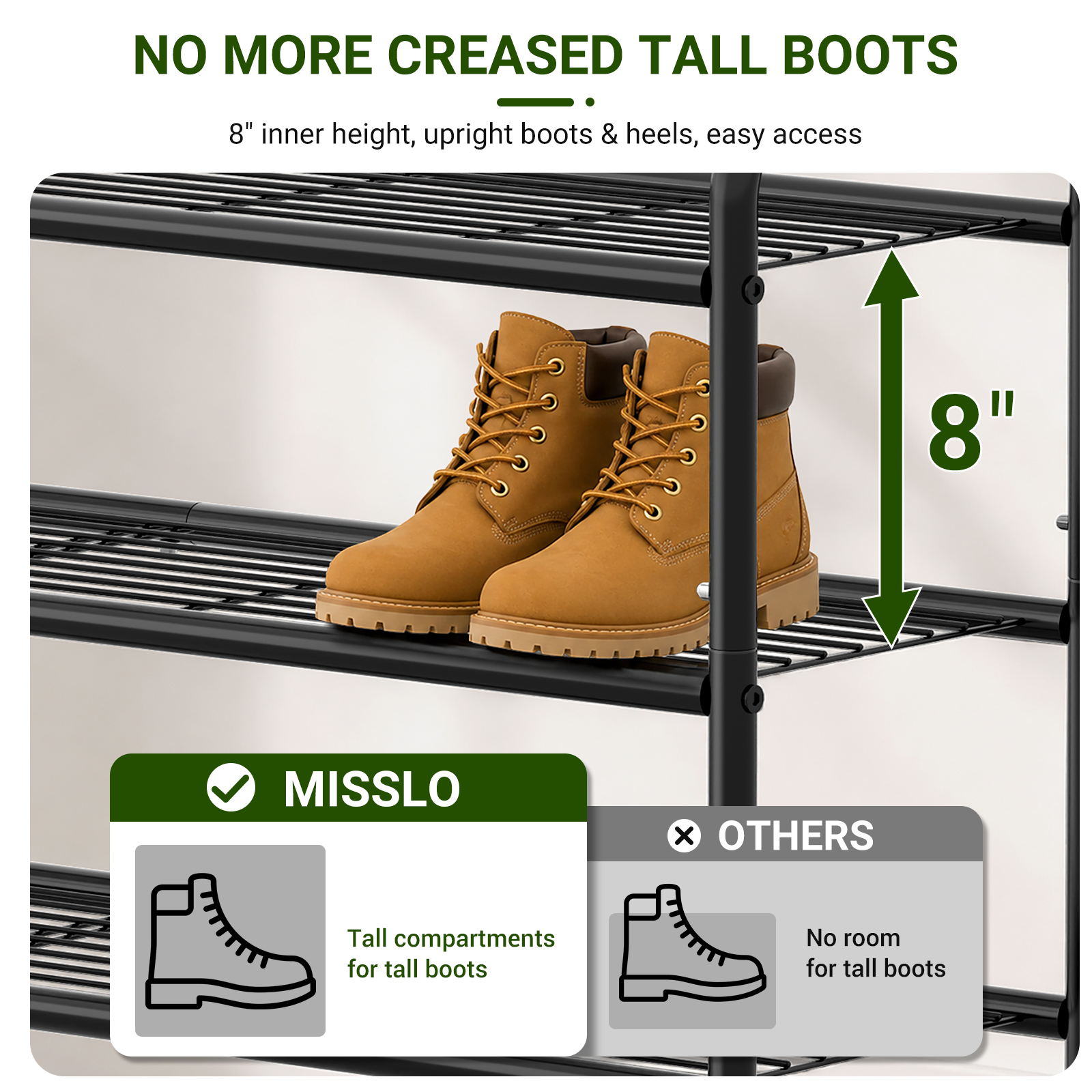 MISSLO Long Shoe Rack for Closet Metal Stackable Shoe Organizer for Closet Wide Closet Shoe Rack for Entryway Wire Shoe Storage 3 Tier Extra Large Shoes Shelf for Entryway, Closet Floor, Black - Image 5