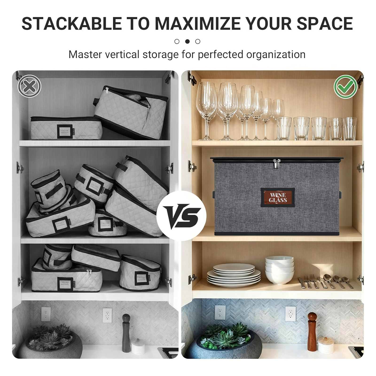 MISSLO Large Capacity China Storage Containers Hard Shell Plate Storage Containers, Kitchen Packing Moving Boxes for Dishes, Dinnerwares, Mugs Protectors (Wine Glass Storage, Grey) - Image 7