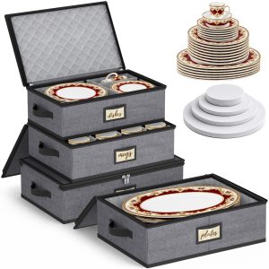 MISSLO 4 PCS China Storage Containers Hard Shell Dish Storage Containers