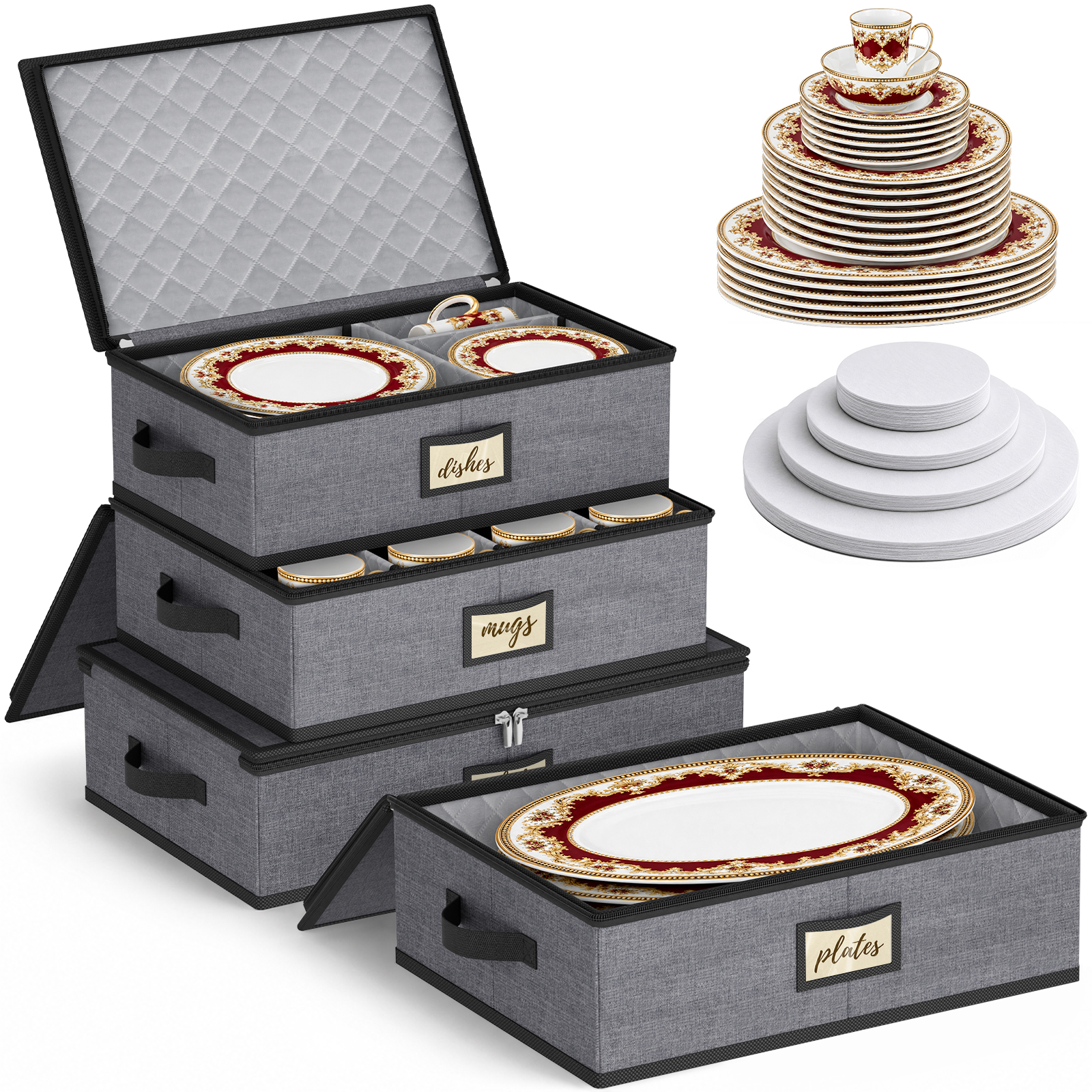 MISSLO 4 PCS China Storage Containers Hard Shell Dish Storage Containers