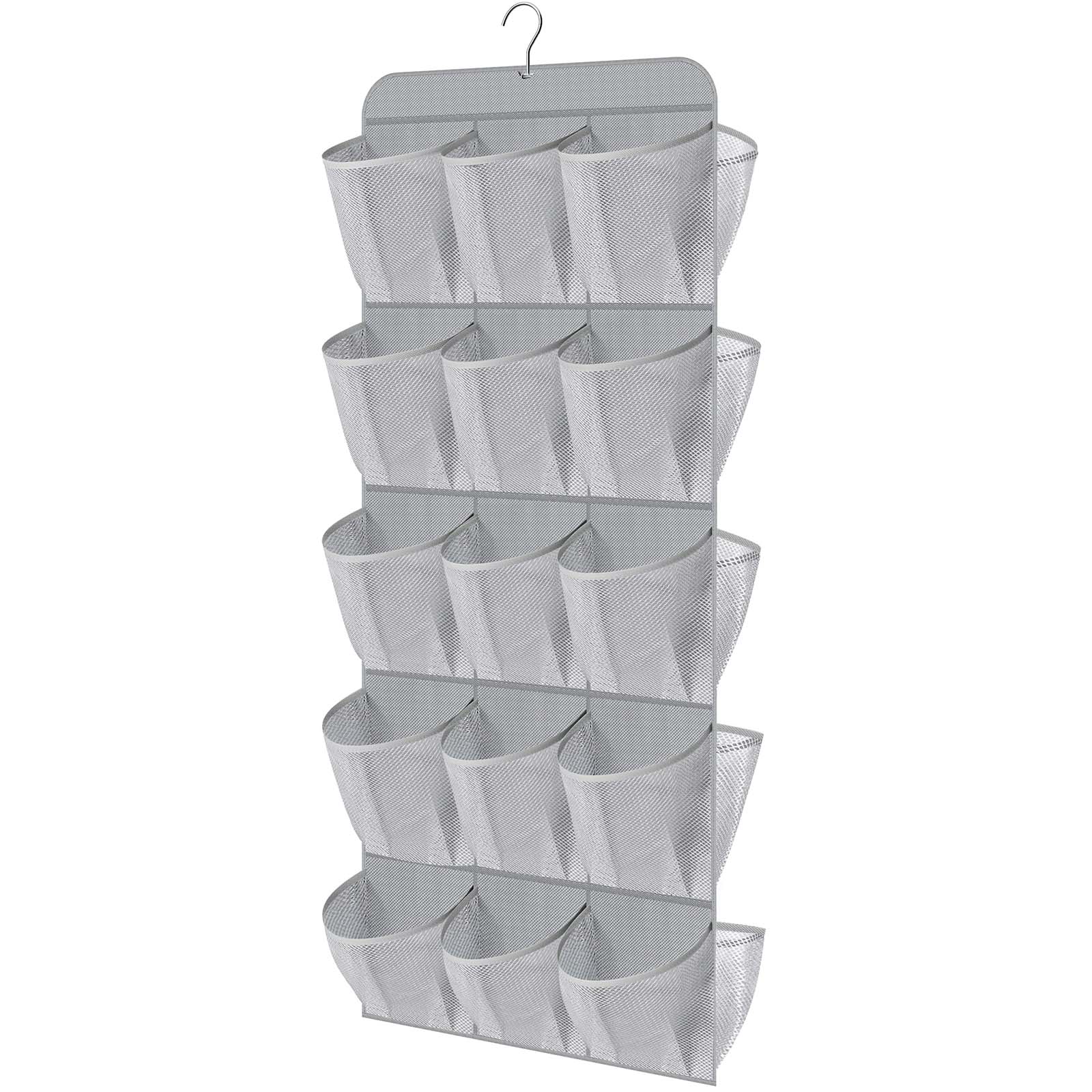 MISSLO 30 Large Pockets Dual Sided Hanging Shoe Organizer for Closet with Rotating Hanger Hanging Shoe Shelves, Grey