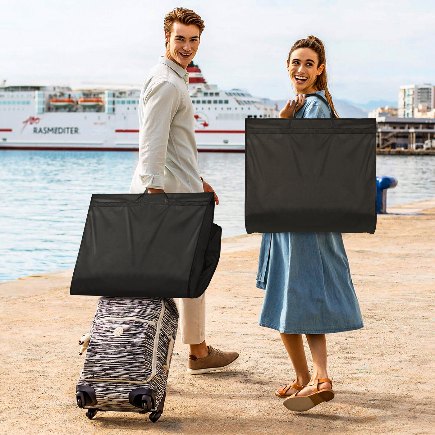 MISSLO 54" Garment Bags for Travel for Women Waterproof Dress Bags for Gowns Long Dress Cover for Gowns, Coats, Suits, Black, 3 Packs - Image 2