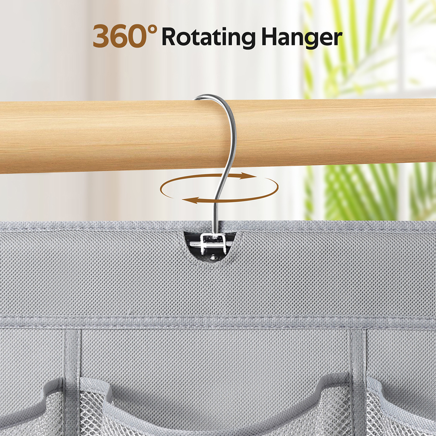 MISSLO 30 Large Pockets Dual Sided Hanging Shoe Organizer for Closet with Rotating Hanger Hanging Shoe Shelves, Grey - Image 4