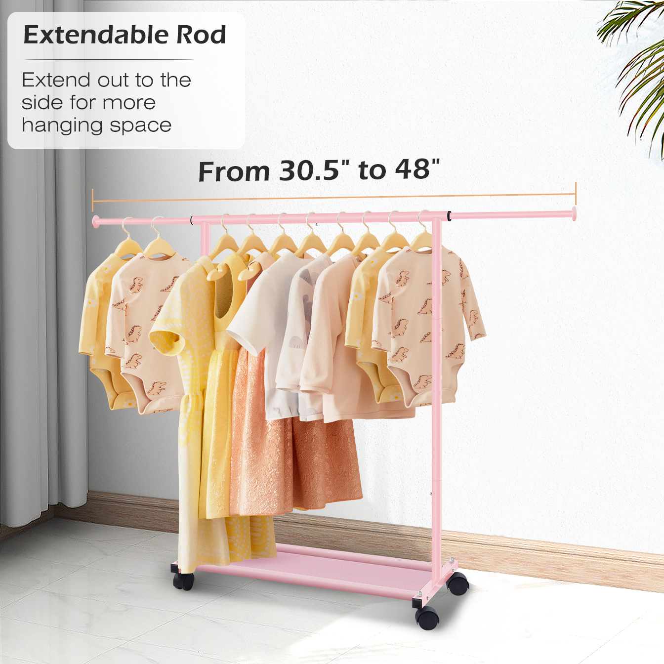 MISSLO Small Garment Racks for Hanging Clothes Rack Mini Kids Clothing Rack Rolling Dress up Storage for Toddler, Baby, Little Girl, Children, Adult(Pink) - Image 4