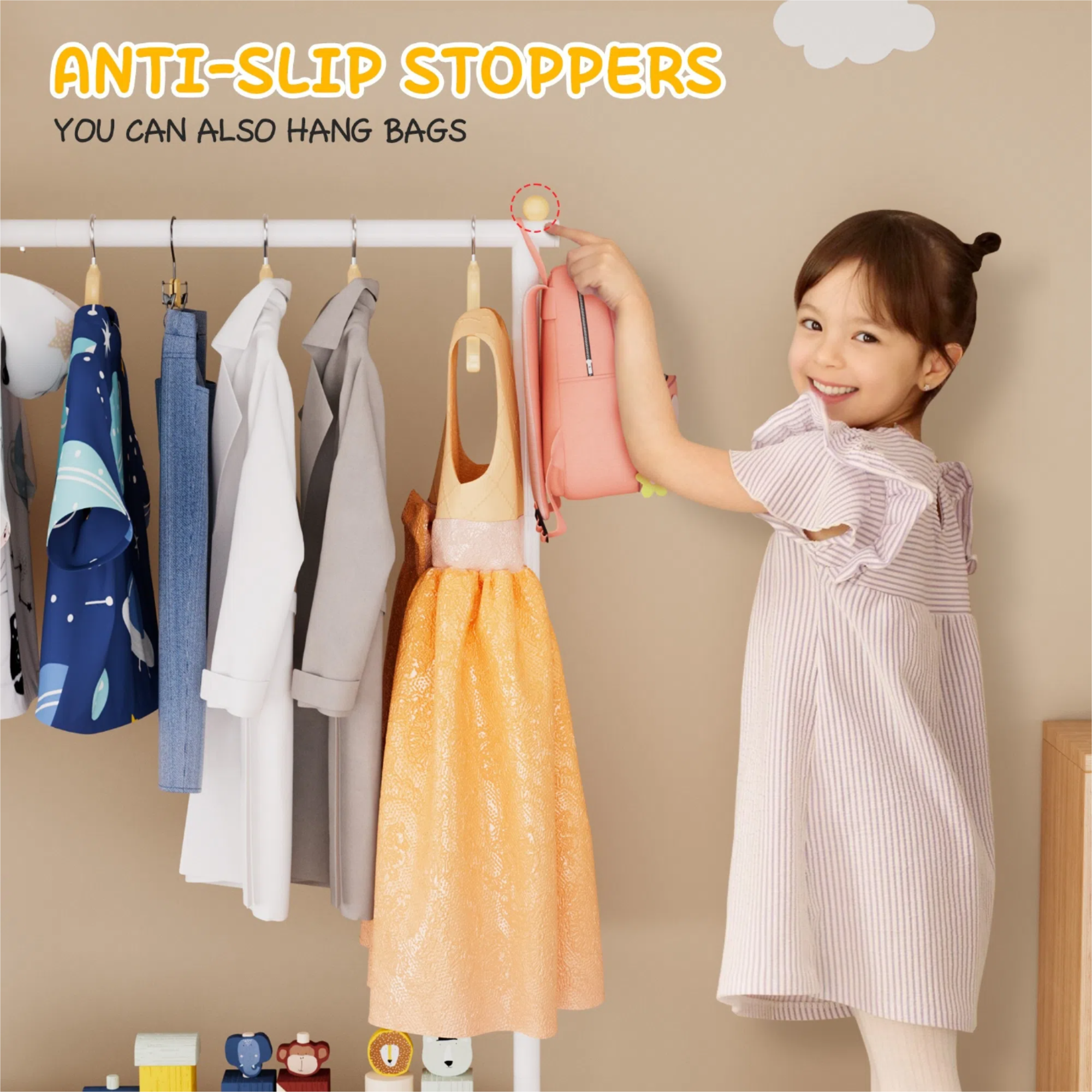 MISSLO Kids Clothing Rack with Basket Small Dress Up Storage Short Toddler Dress Up Rack Kids Closet for Baby Clothes, White - Image 6