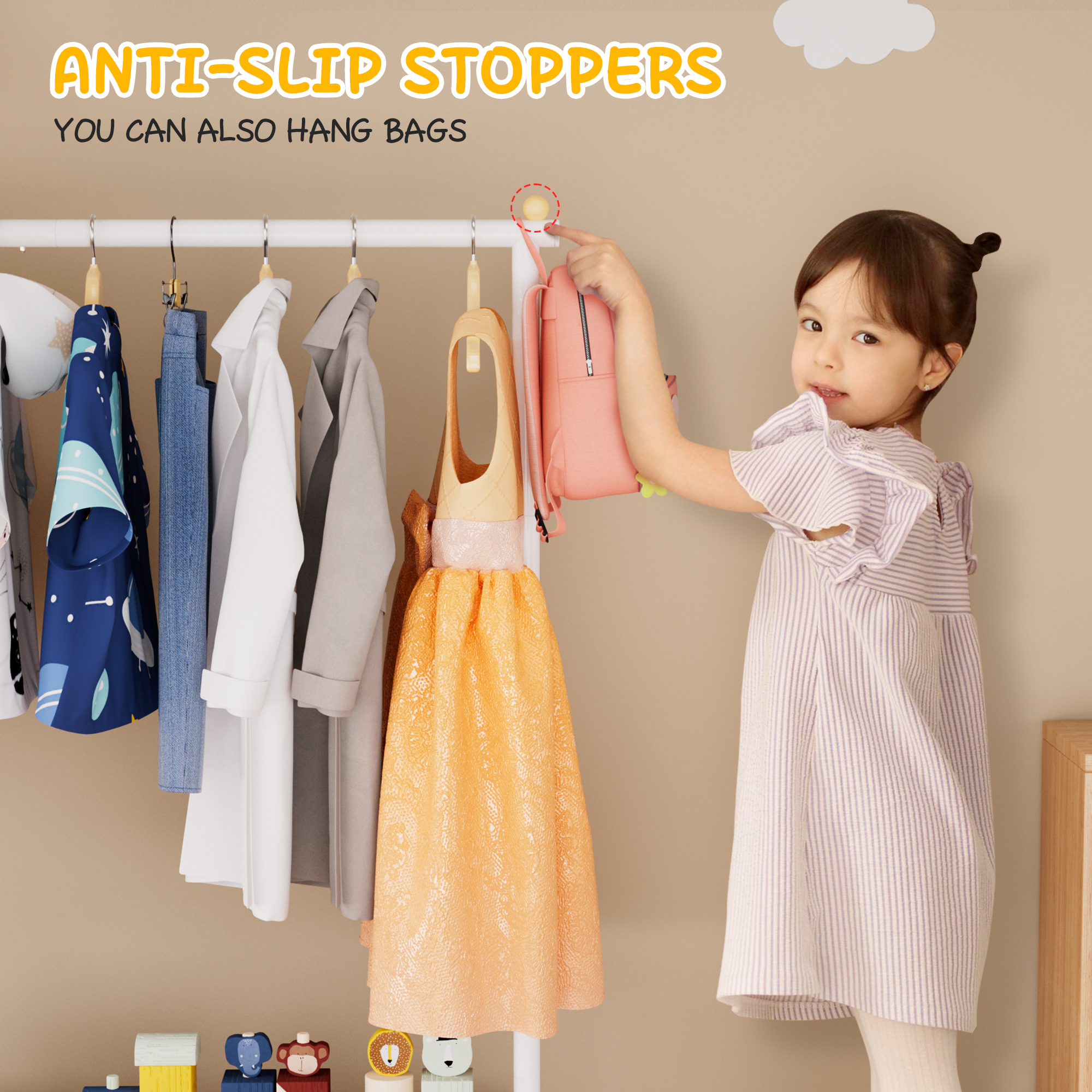 MISSLO Kids Clothing Rack with Basket Small Dress Up Storage Short Toddler Dress Up Rack Kids Closet for Baby Clothes, White - Image 5