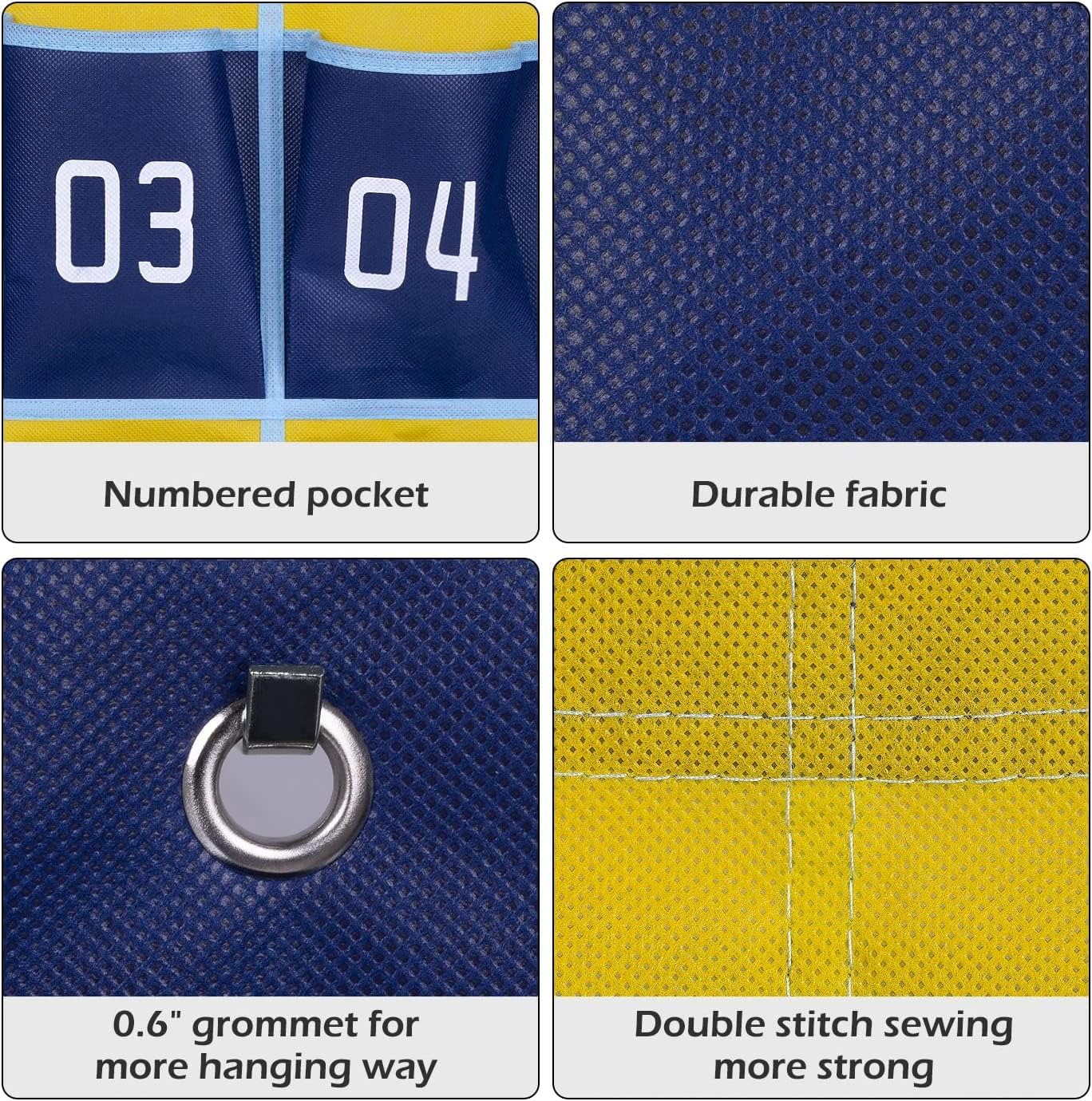 MISSLO Classroom Cell Phone Calculator Holder Numbered 30 Pockets Chart Hanging Wall Door Storage Organizer (Blue) - Image 7
