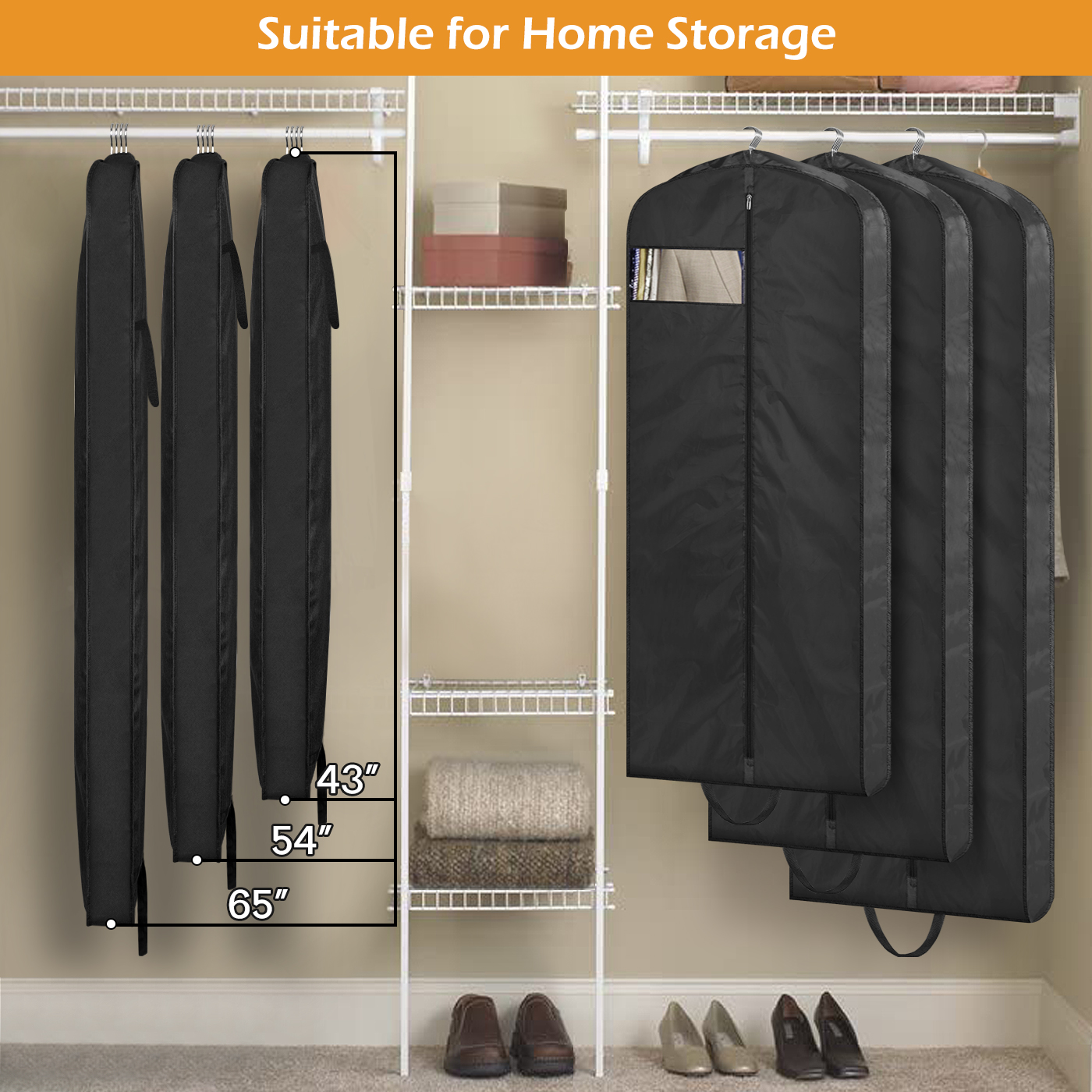 MISSLO 54" Garment Bags for Travel for Women Waterproof Dress Bags for Gowns Long Dress Cover for Gowns, Black, 1 Pack - Image 6