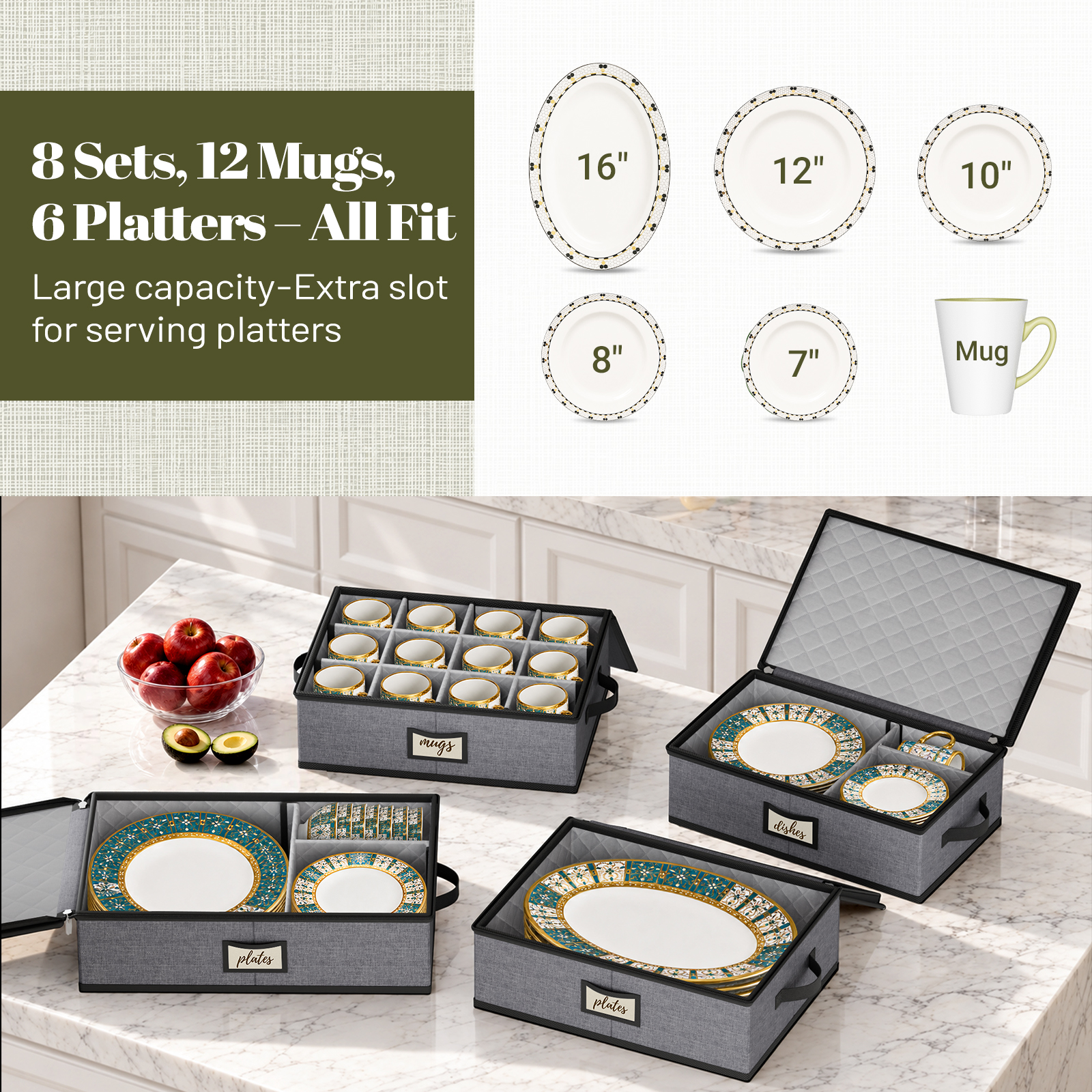 MISSLO 4 PCS China Storage Containers Hard Shell Dish Storage Containers - Image 2