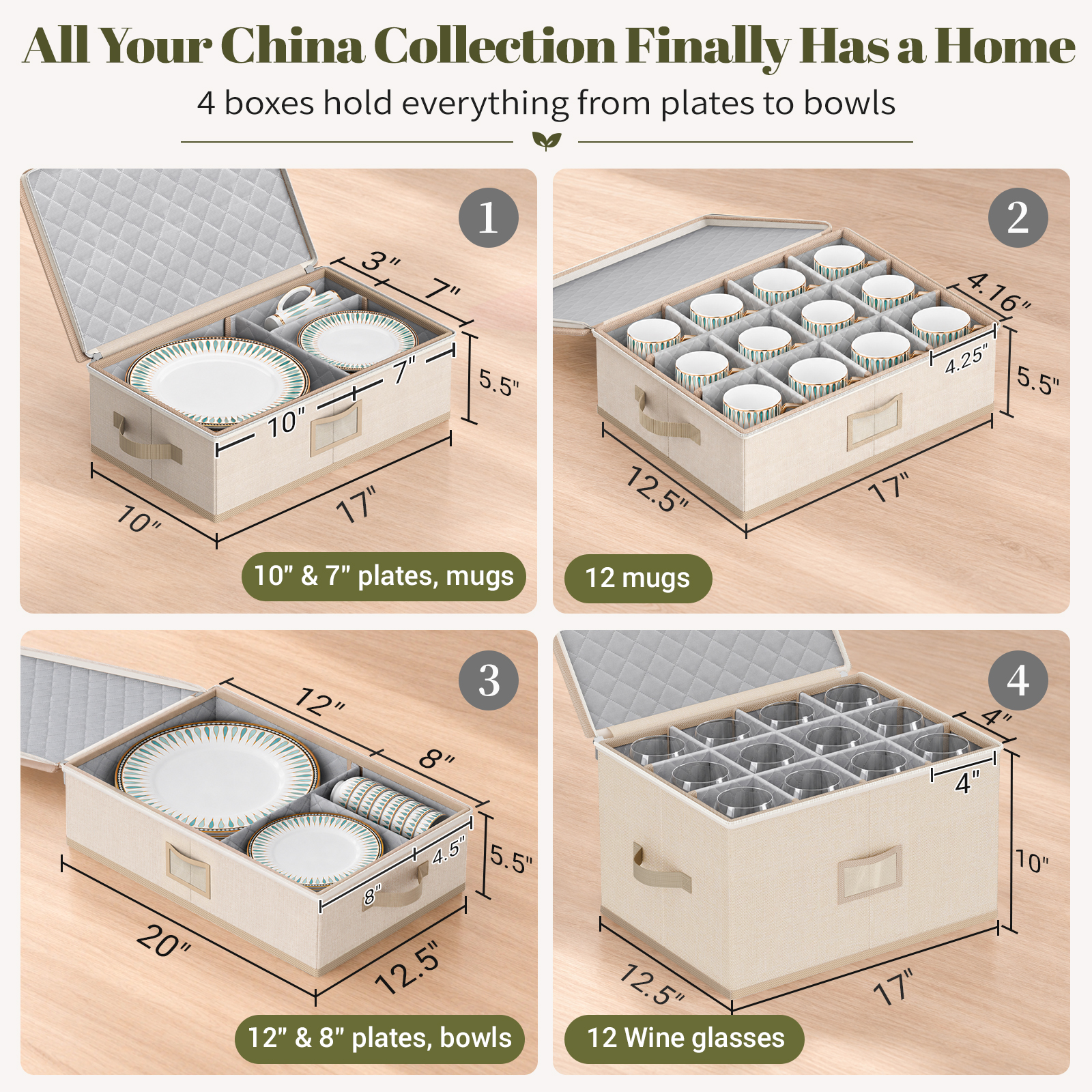 Large Capacity China Storage Containers Packing Dish Plate Mug Wine Glass Moving Dish Storage Containers Plate Storage Containers Hard Shell Stores 8 Dinnerware Sets 12 Mugs 12 Wine Glasses - Image 3