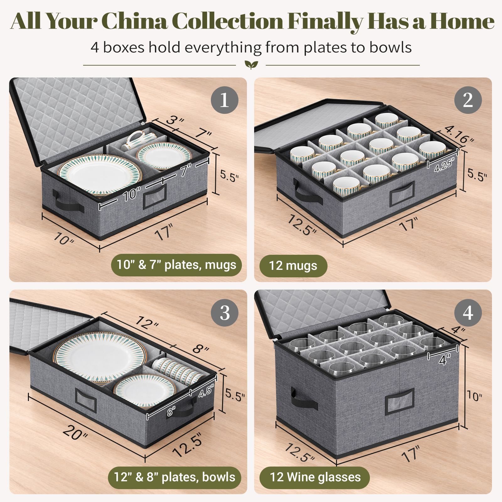 Large Capacity China Storage Containers Packing Dish Plate Mug Wine Glass Moving Dish Storage Containers Plate Storage Containers Hard Shell Stores 8 Dinnerware Sets 12 Mugs 12 Wine Glasses - Image 3