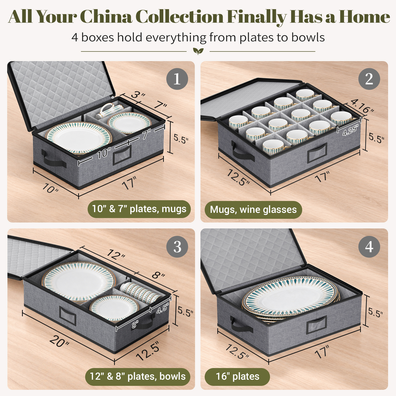 MISSLO 4 PCS China Storage Containers Hard Shell Dish Storage Containers - Image 3
