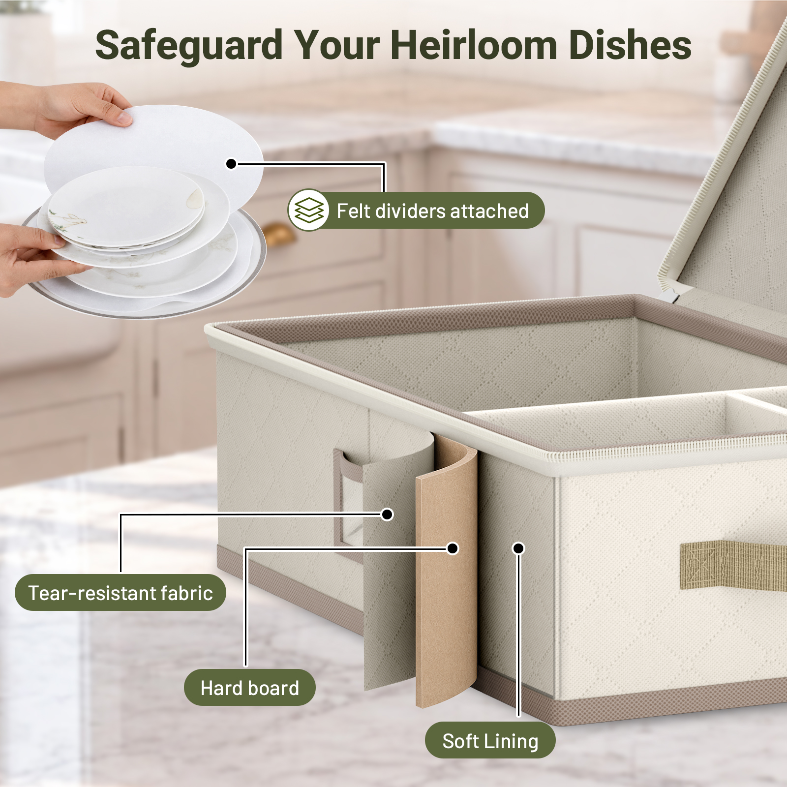 Large Capacity China Storage Containers for Moving Dish, Plate, Mug Dish Storage Container Christmas Plate Storage Container Hard Shell Kitchen Packing Boxes for Dishes, Dinnerware, 3-Piece Set - Image 4