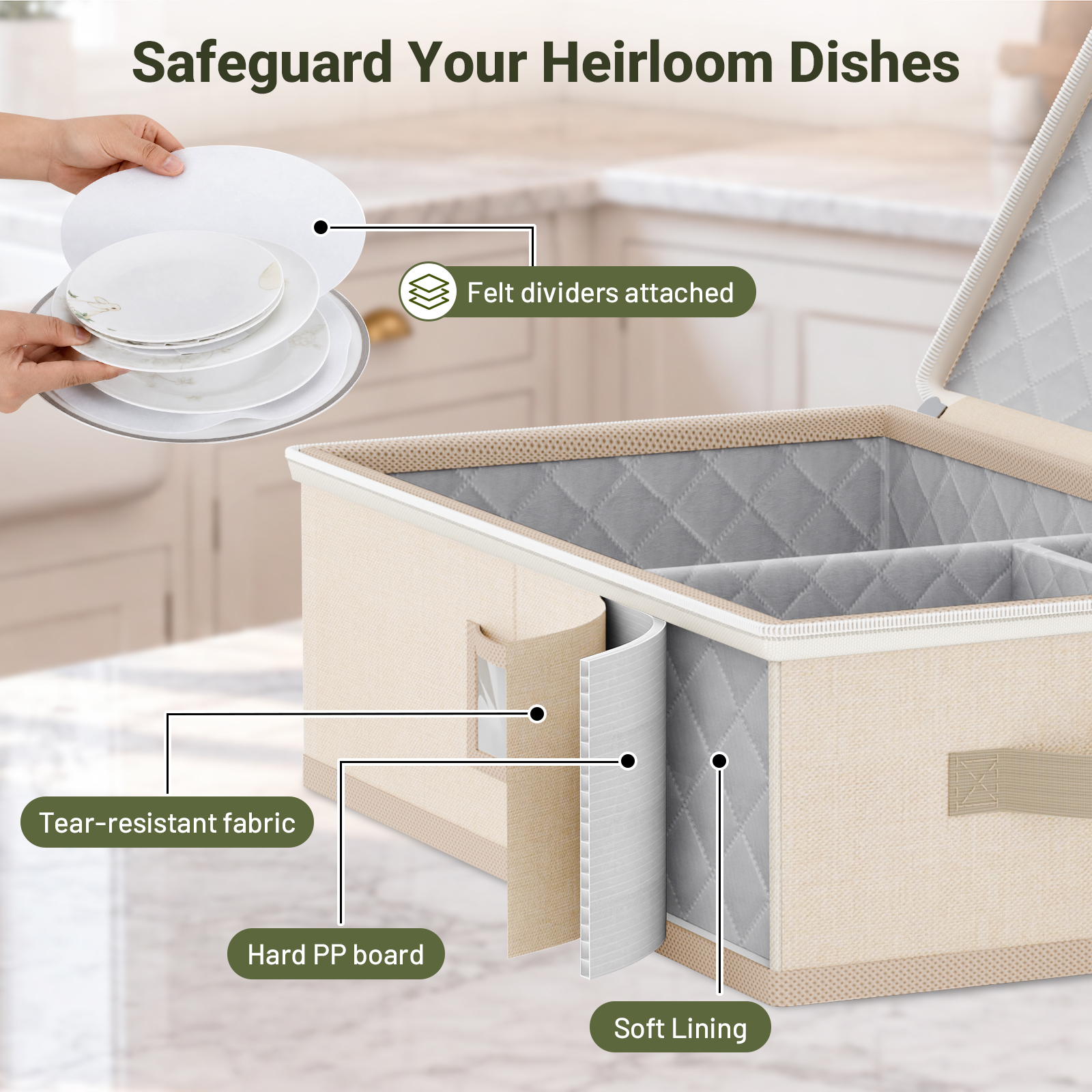Large Capacity China Storage Containers Packing Dish Plate Mug Wine Glass Moving Dish Storage Containers Plate Storage Containers Hard Shell Stores 8 Dinnerware Sets 12 Mugs 12 Wine Glasses - Image 4