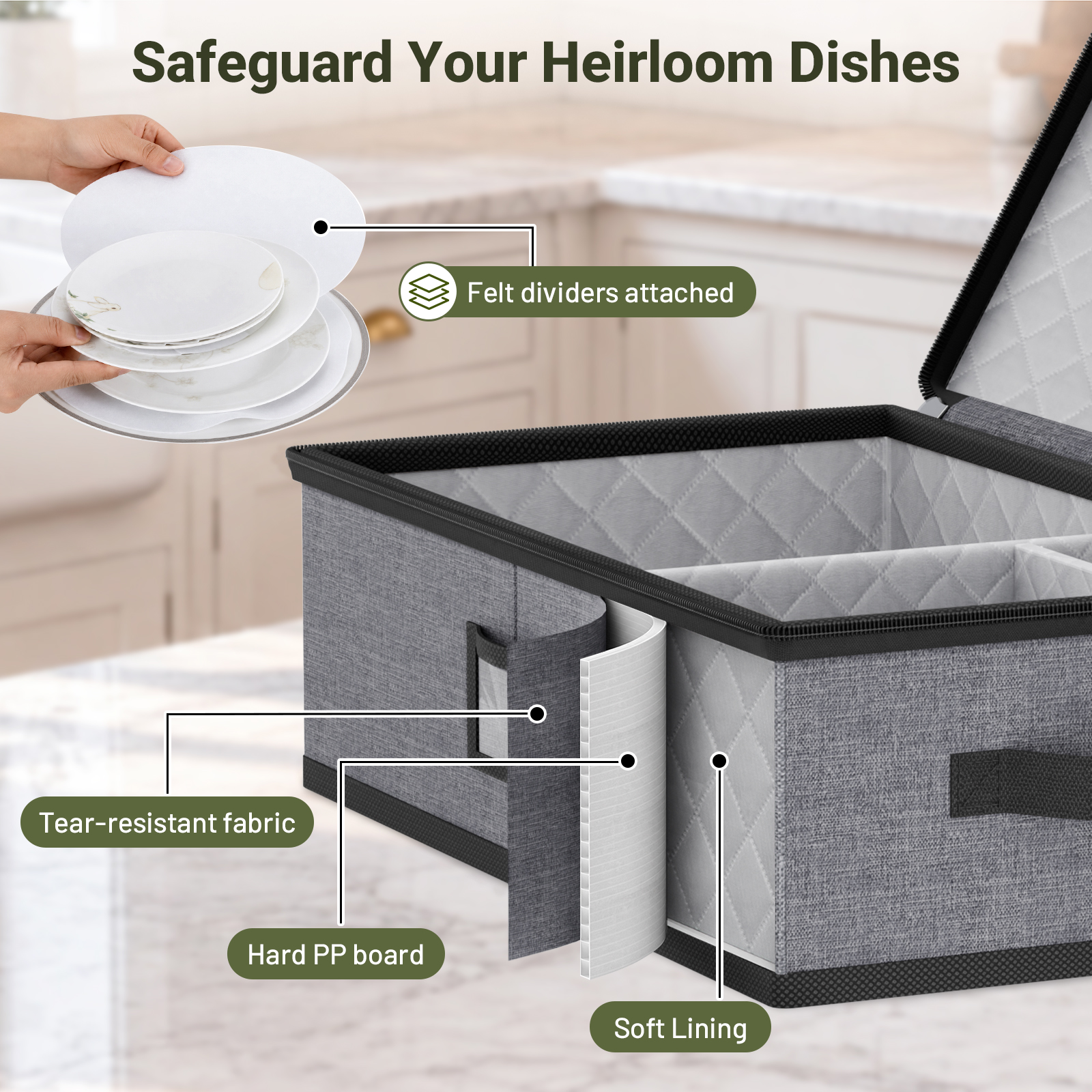 Large Capacity China Storage Containers Packing Dish Plate Mug Wine Glass Moving Dish Storage Containers Plate Storage Containers Hard Shell Stores 8 Dinnerware Sets 12 Mugs 12 Wine Glasses - Image 4