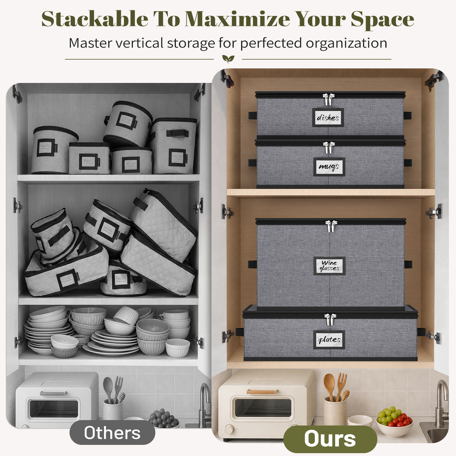 Large Capacity China Storage Containers Packing Dish Plate Mug Wine Glass Moving Dish Storage Containers Plate Storage Containers Hard Shell Stores 8 Dinnerware Sets 12 Mugs 12 Wine Glasses - Image 7