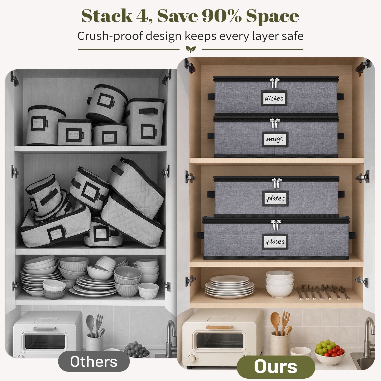MISSLO 4 PCS China Storage Containers Hard Shell Dish Storage Containers - Image 7