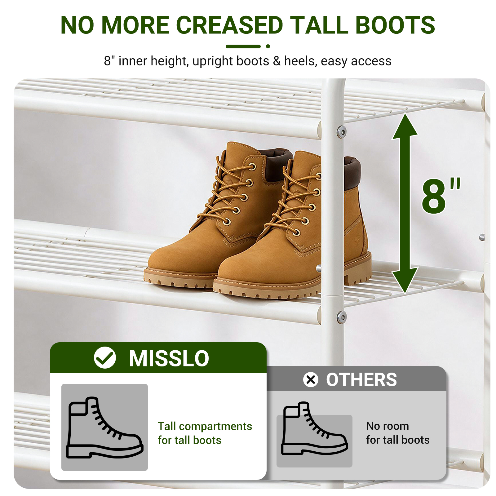 MISSLO Long Shoe Rack for Closet Metal Stackable Shoe Organizer for Closet Wide Closet Shoe Rack for Entryway Wire Shoe Storage 3 Tier Extra Large Shoes Shelf for Entryway, Closet Floor, White - Image 5